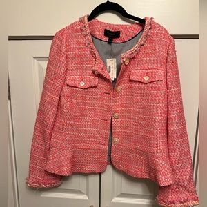 BNWT J.Crew pink tweed peplum blazer